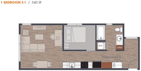 One Bedroom F1 Floorplan